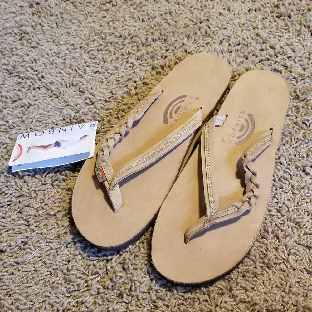 Rainbow Flirty Braidy flip flops